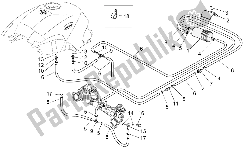 Tutte le parti per il Sistema Di Recupero Del Vapore Di Combustibile del Moto-Guzzi Sport 1200 2006