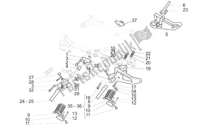 Alle onderdelen voor de Voetsteunen van de Moto-Guzzi California Alum TIT PI CAT 1100 2003