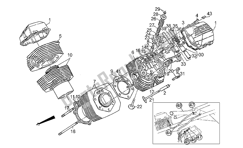 All parts for the Cylinder Head of the Moto-Guzzi California II 1000 1985