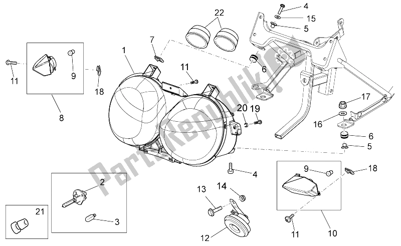 Toutes les pièces pour le Phare / Klaxon du Moto-Guzzi Stelvio 1200 2008