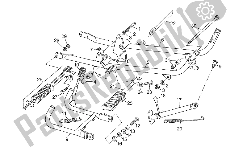 Toutes les pièces pour le Repose-pieds - Support Latéral du Moto-Guzzi V 35 C 50 350 1985