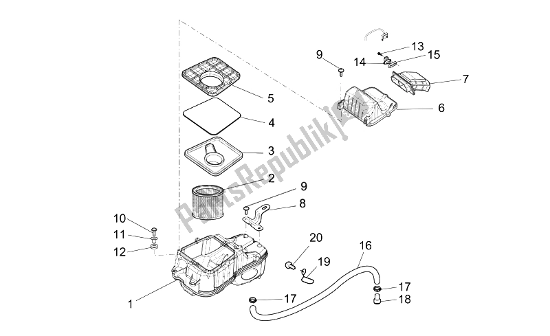 All parts for the Air Box of the Moto-Guzzi Norge 1200 IE 2006