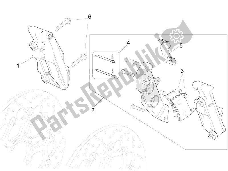 All parts for the Front Brake Caliper of the Moto-Guzzi Eldorado 1400 USA 2016