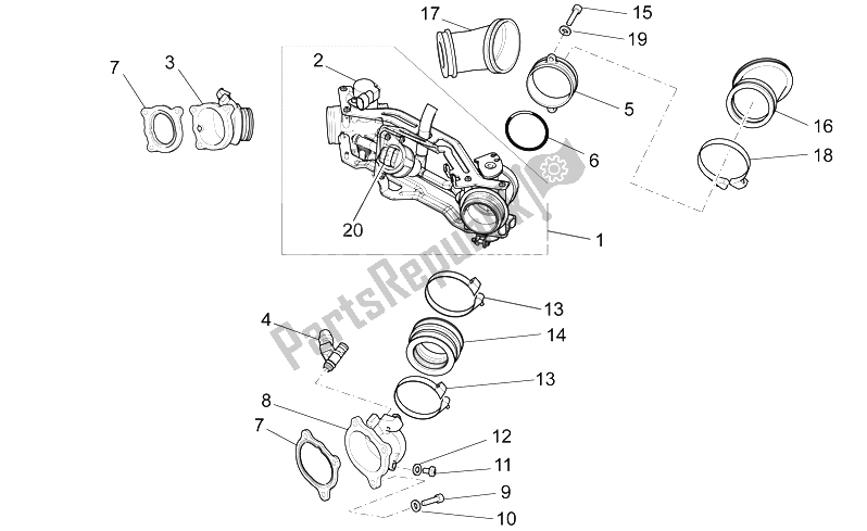 Toutes les pièces pour le Corps De Papillon du Moto-Guzzi Stelvio 1200 2008