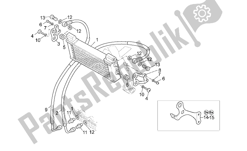 All parts for the Oil Radiator of the Moto-Guzzi V 11 LE Mans Sport Naked 1100 2001