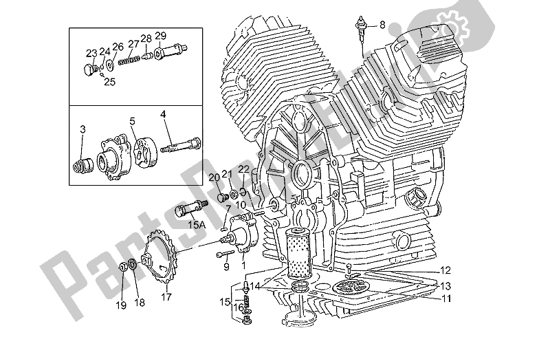Tutte le parti per il Filtro Della Pompa Dell'olio del Moto-Guzzi 35 Carabinieri PA 350 1990