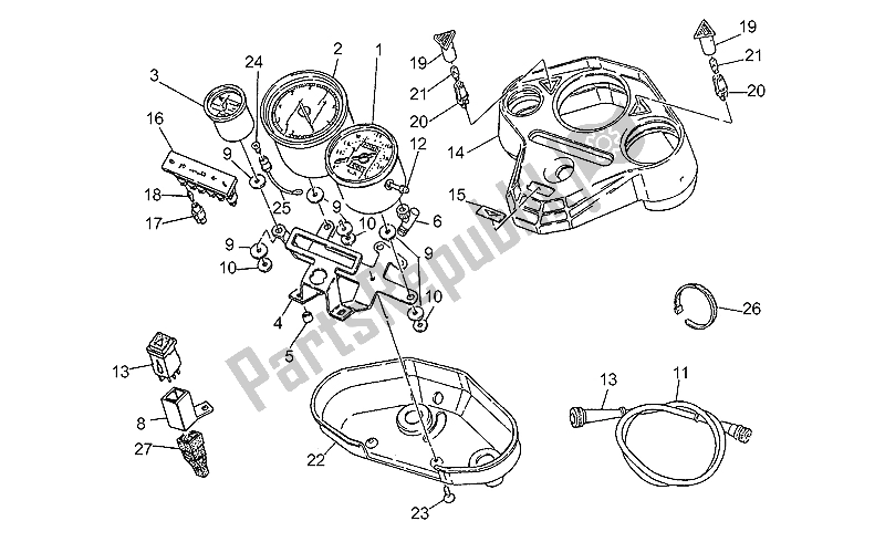 Tutte le parti per il Cruscotto Dal Telaio Pg17001 del Moto-Guzzi V 65 Polizia PA Nuovotipo 650 1988