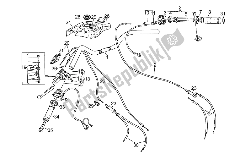 Toutes les pièces pour le Guidon - Commandes du Moto-Guzzi SP 750 1990