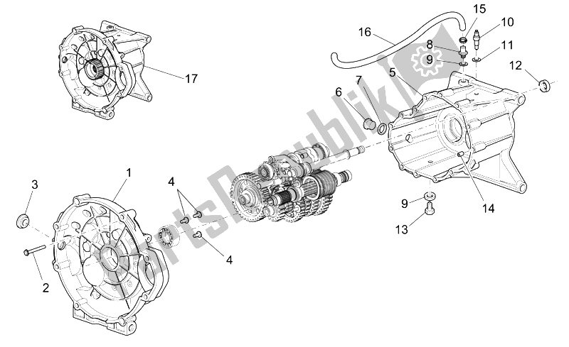 Alle onderdelen voor de Transmissie Kooi van de Moto-Guzzi Griso V IE 850 2006