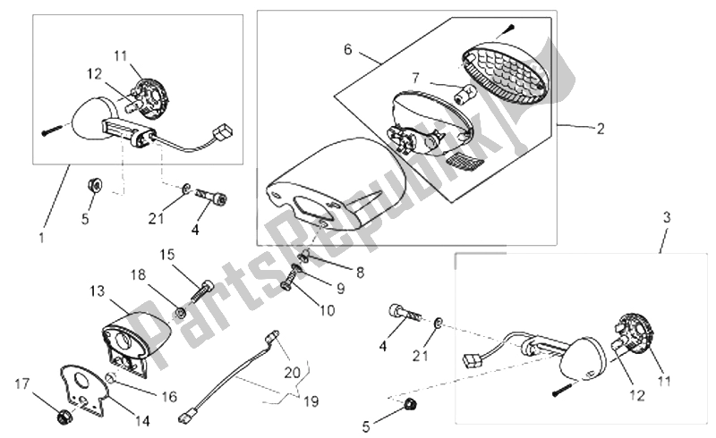 Tutte le parti per il Fanale Posteriore del Moto-Guzzi Bellagio 940 2007
