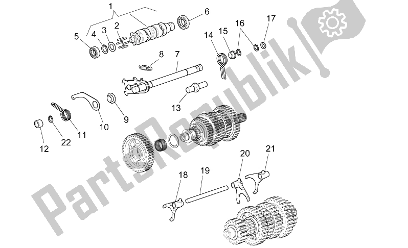 All parts for the Gear Box Selector of the Moto-Guzzi 1200 Sport 8V 2008