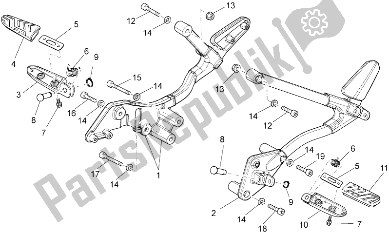 Todas las partes para Reposapiés Delanteros de Moto-Guzzi Stelvio 1200 NTX ABS 2009