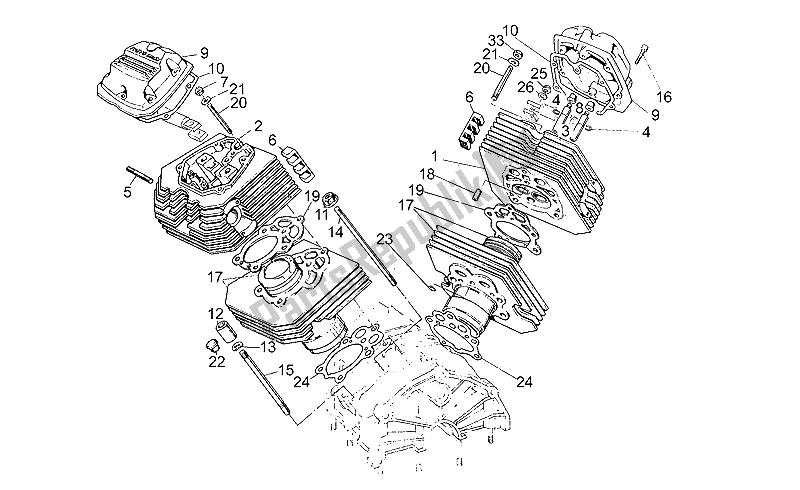 Alle onderdelen voor de Cilinderkop van de Moto-Guzzi V 35 III 350 1985
