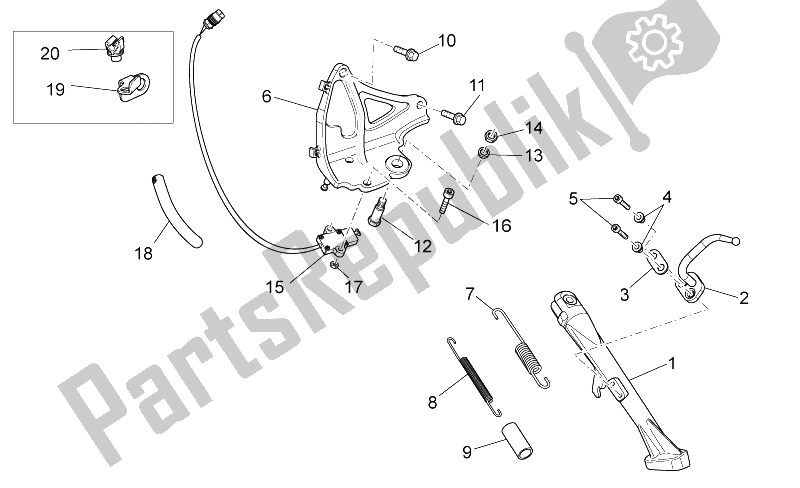 All parts for the Lateral Stand of the Moto-Guzzi Griso S E 1200 8V 2015