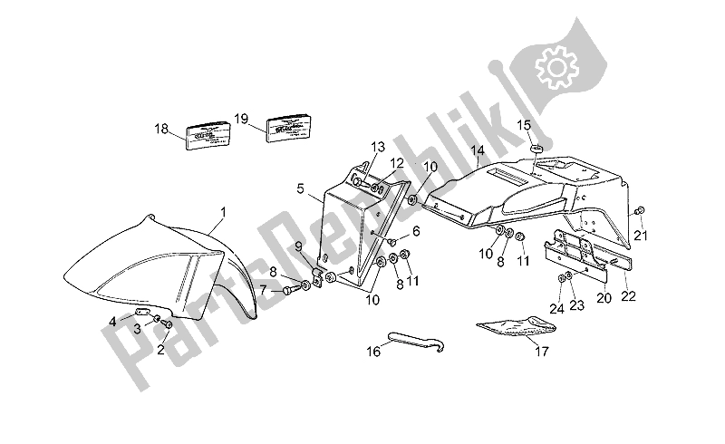 All parts for the Front Mudguard-rear Fairing of the Moto-Guzzi Strada 1000 1993
