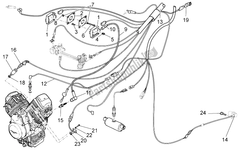 Tutte le parti per il Impianto Elettrico Centrale del Moto-Guzzi Nevada 750 S 2010