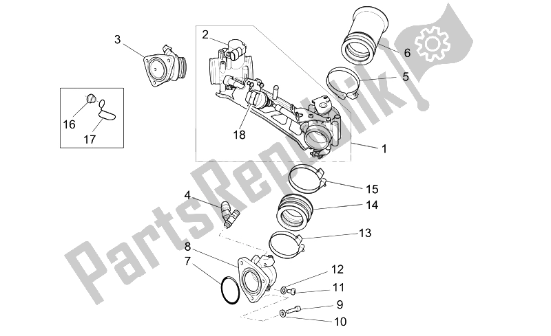 All parts for the Throttle Body of the Moto-Guzzi Norge 1200 IE 2006