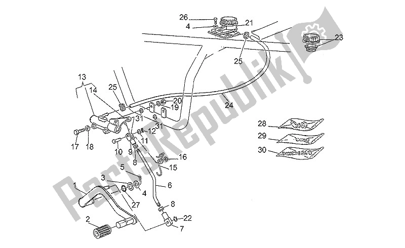 Todas las partes para Cilindro Maestro Trasero de Moto-Guzzi Nevada 750 1991