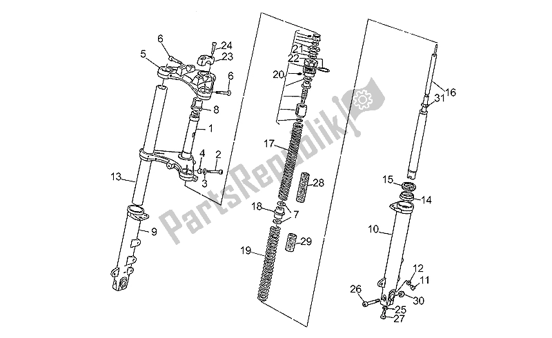 All parts for the Front Fork of the Moto-Guzzi California III Carburatori Carenato 1000 1988