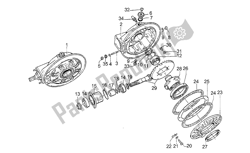 Todas as partes de Engrenagem Cônica Traseira do Moto-Guzzi Strada 1000 1993