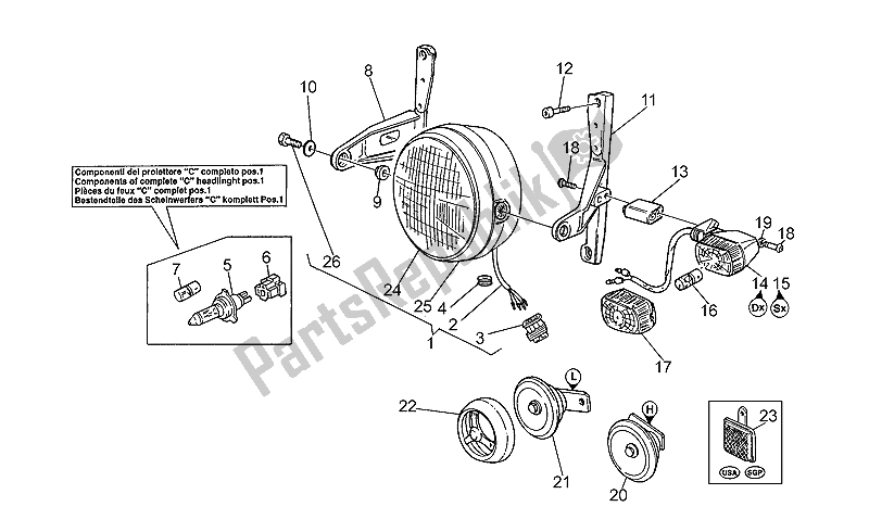 Toutes les pièces pour le Feux Avant du Moto-Guzzi V 10 Centauro 1000 1997