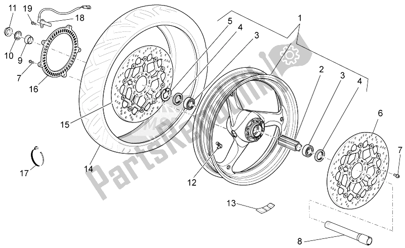 All parts for the Front Wheel of the Moto-Guzzi Norge 1200 IE 8V Polizia Stradale 2014