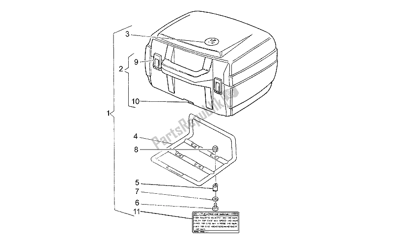 All parts for the Top Box - Support of the Moto-Guzzi V 10 Centauro 1000 1997