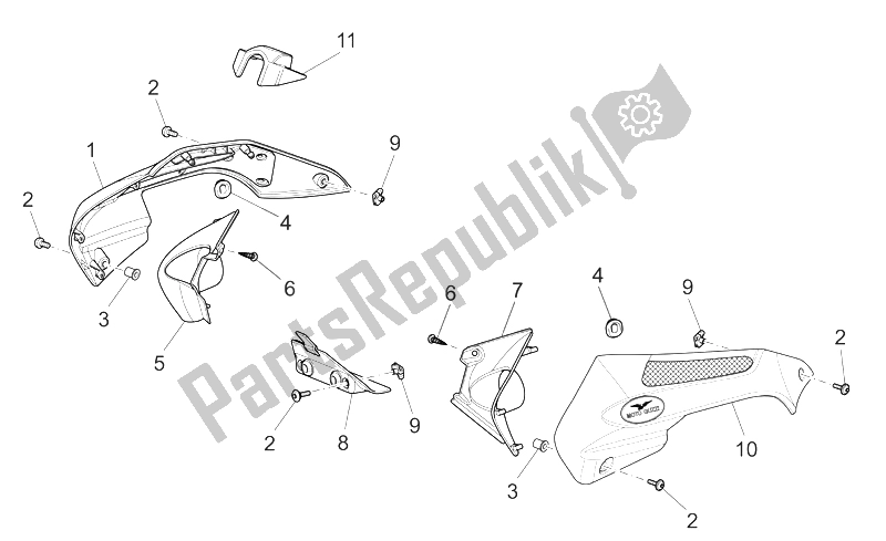 Toutes les pièces pour le Corps Avant - Conduit du Moto-Guzzi Griso V IE 1100 2005