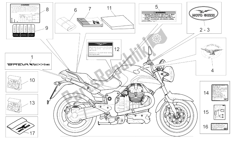 All parts for the Plate Set-decal-op. Handbooks of the Moto-Guzzi Breva V IE 1100 2005