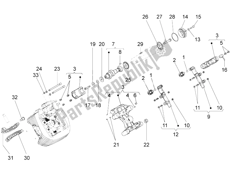 All parts for the Lh Cylinder Timing System Ii of the Moto-Guzzi Griso 1200 8V 2007