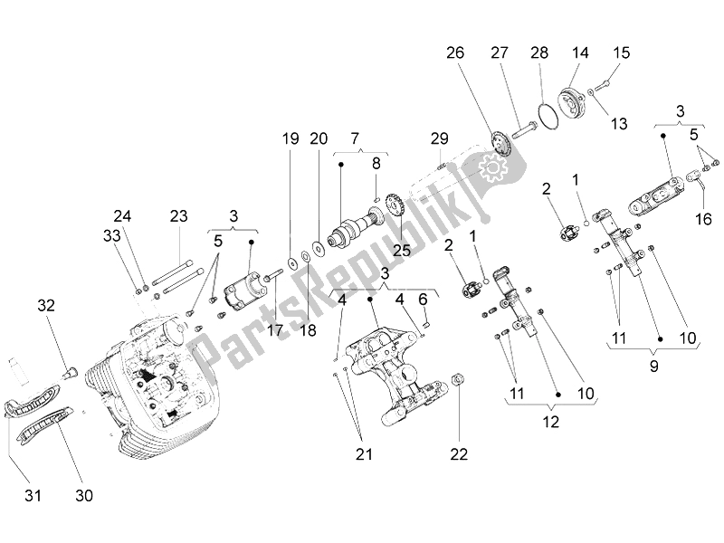 All parts for the Lh Cylinder Timing System Ii of the Moto-Guzzi Griso 1200 8V 2007