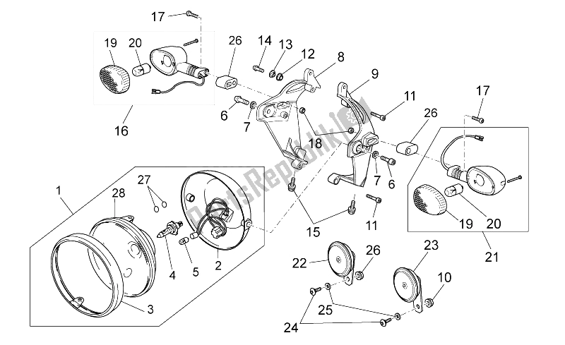 Tutte le parti per il Faro / Tromba del Moto-Guzzi Griso S E 1200 8V 2015