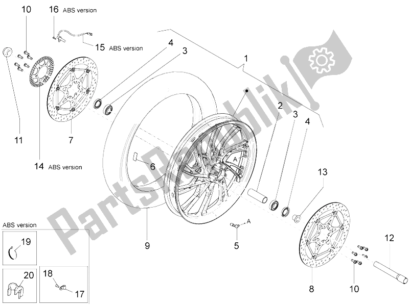 Tutte le parti per il Ruota Anteriore Ii del Moto-Guzzi Stelvio 1200 8V STD NTX 2011