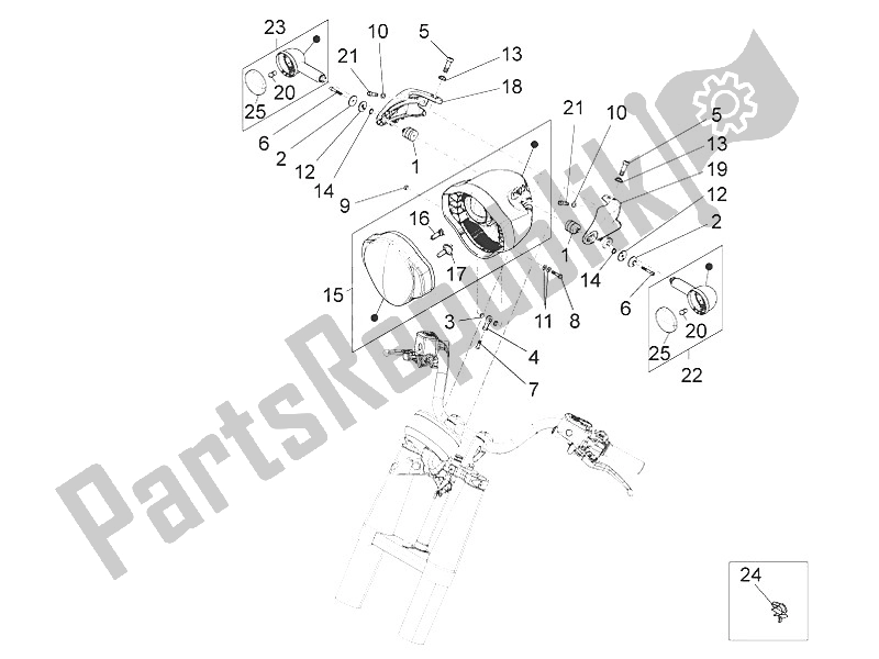 All parts for the Front Lights of the Moto-Guzzi Eldorado 1400 USA 2016