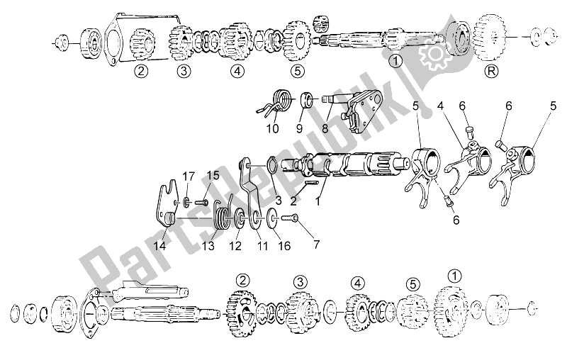 All parts for the Gear Box Selector of the Moto-Guzzi Nevada Classic IE 750 2009