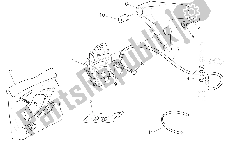 All parts for the Rear Brake Caliper of the Moto-Guzzi California Stone Touring PI CAT 1100 2003