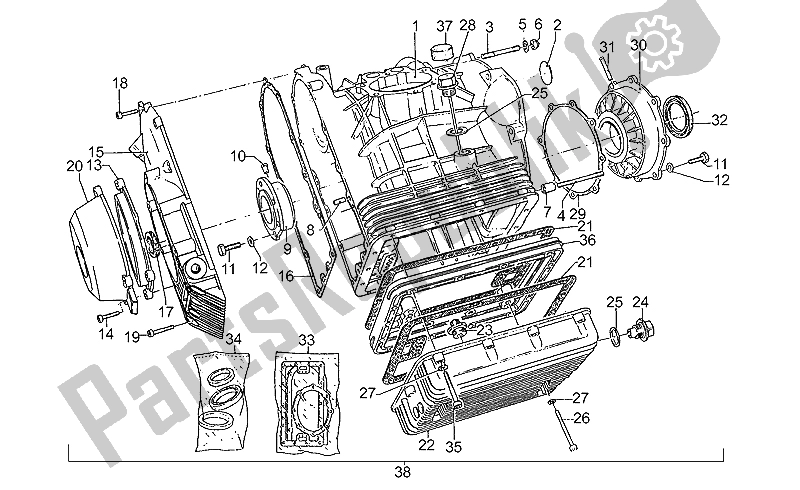 All parts for the Crankcase of the Moto-Guzzi 850 T5 Polizia Vecchiotipo 1985