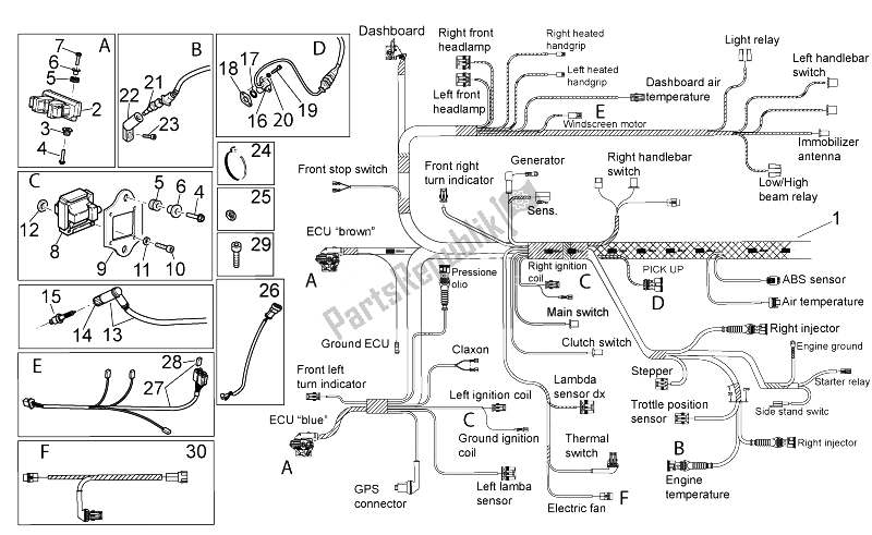 All parts for the Electrical System I of the Moto-Guzzi Norge 1200 IE 8V Polizia Stradale 2014