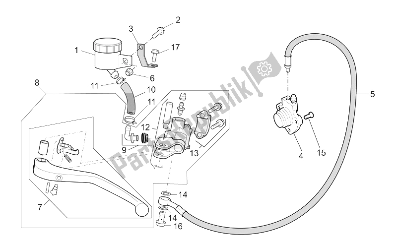 Alle onderdelen voor de Koppelingsbediening Compleet van de Moto-Guzzi MGS 01 Corsa 1200 2004
