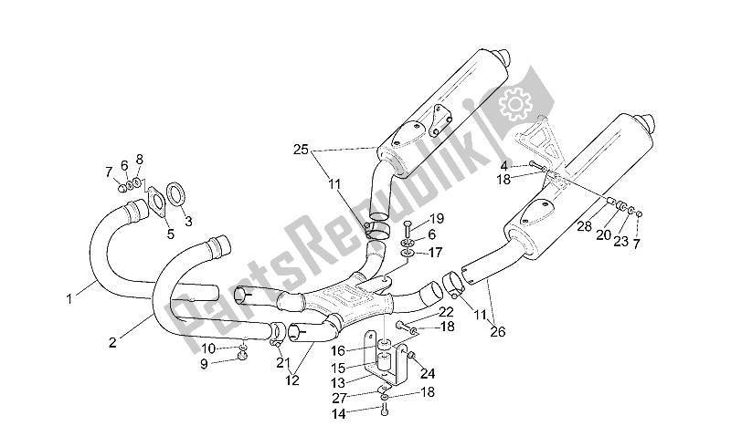 Todas las partes para Unidad De Escape de Moto-Guzzi V 11 LE Mans Sport Naked 1100 2001