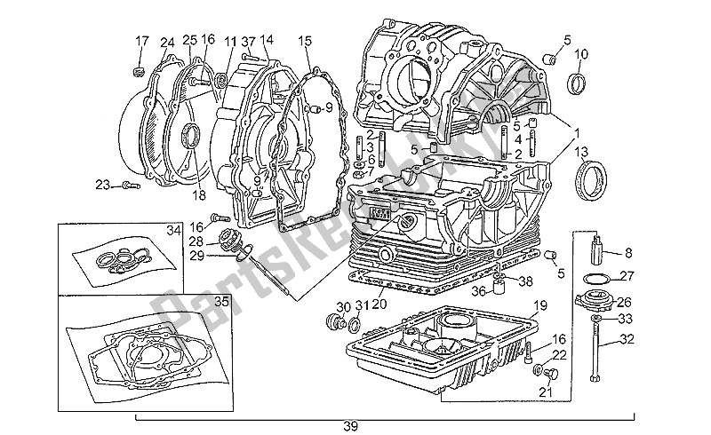 All parts for the Crankcase of the Moto-Guzzi Nevada 750 1993