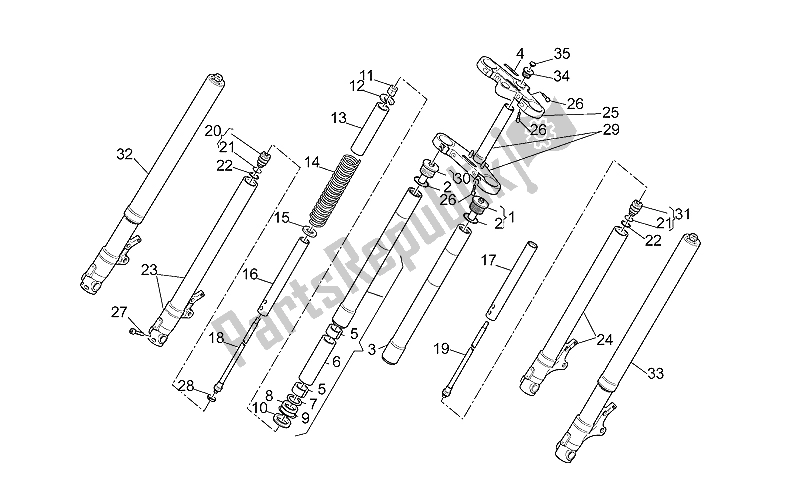 Toutes les pièces pour le Fourche Avant Ii du Moto-Guzzi V 11 LE Mans Sport Naked 1100 2001