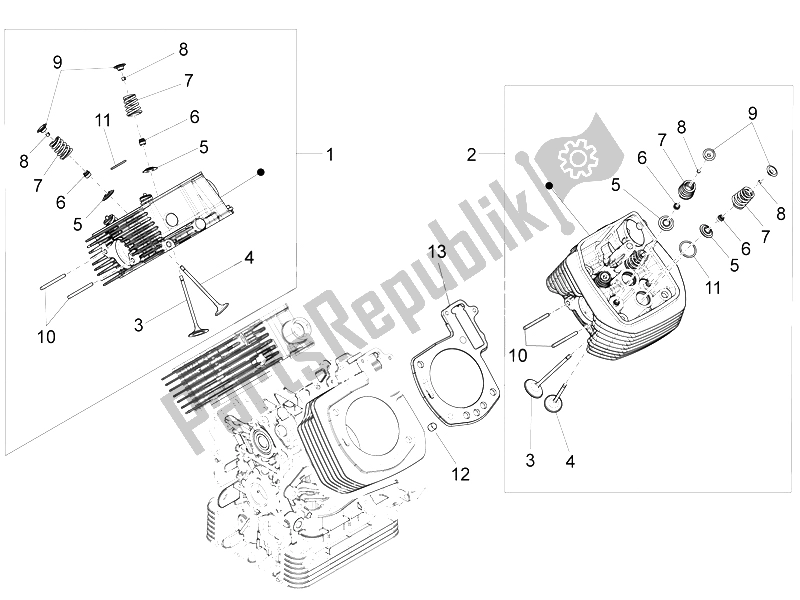 Todas las partes para Culata - Válvulas de Moto-Guzzi Audace 1400 2015