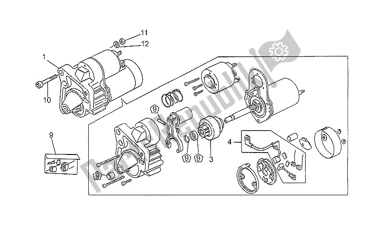 All parts for the Starter Motor of the Moto-Guzzi Nevada 750 1991