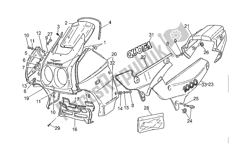 Toutes les pièces pour le Carénage du Moto-Guzzi Quota 1000 1992