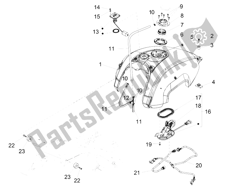 All parts for the Fuel Tank of the Moto-Guzzi Eldorado 1400 2015