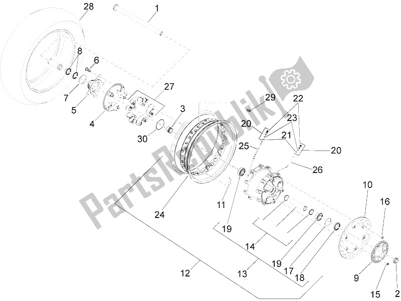 All parts for the Rear Wheel of the Moto-Guzzi Eldorado 1400 USA 2016