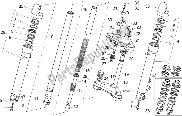 Toutes les pièces pour le Fourche Avant Ii du Moto-Guzzi Nevada 750 S 2010