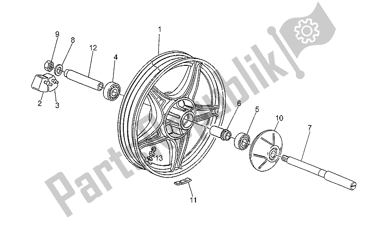 Toutes les pièces pour le Roue Arrière du Moto-Guzzi V 75 PA Vecchio Tipo 750 1992