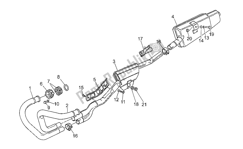 All parts for the Exhaust Unit of the Moto-Guzzi 750 X Polizia PA 2A Serie 1995